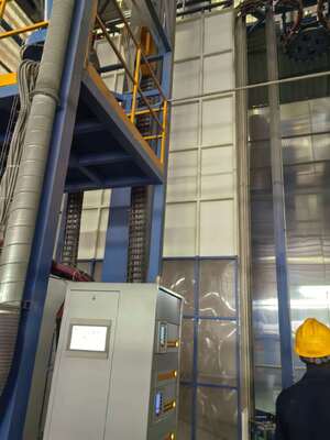 Big Cyclone Recovery System Aluminum Profiles Vertical Powder Coating Line