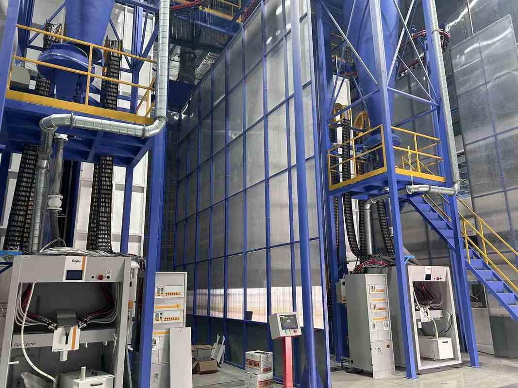 LPG Heating System Vertical Powder Coating Line for Aluminum Profiles