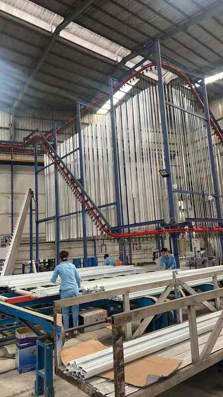 Big Cyclone ELectricstatic Powder Spraying Customized Capacity for Customers  Vertical Powder Coating Line for Aluminum Profiles